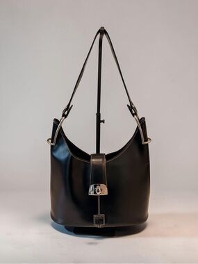 Dooney & Bourke Black Leather Hobo with Silver Hardware